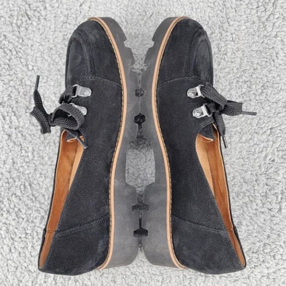Vionic Teagan Black Suede Chunky Oxfords Sz 6 Lace Up Arch Support Career - Picture 7 of 9